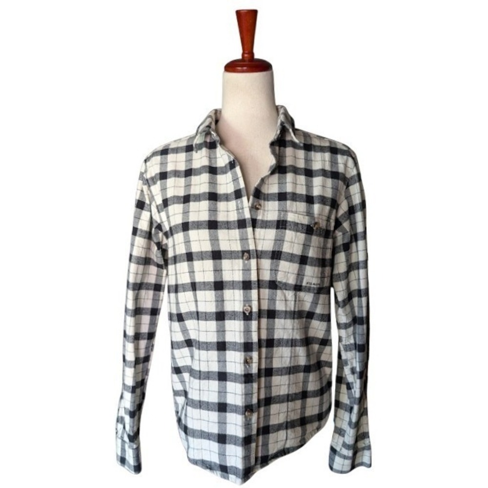 Filson Womens Scout Shirt Black White Plaid Cotton Button Down Size M - Picture 2 of 8